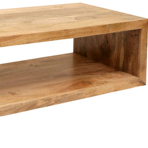 Benzara Keli Coffee Table with a sleek wooden top and sturdy metal legs, modern design for living room decor.