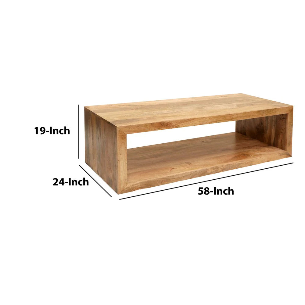 Benzara Keli coffee table with a modern wooden design and sturdy legs, perfect for living room decor.