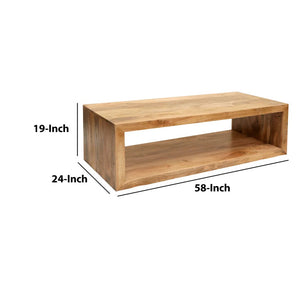 Benzara Keli coffee table with a modern wooden design and sturdy legs, perfect for living room decor.