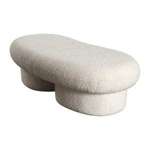 Wave Curved Accent Bench in Ivory Boucle Fabric - Elite Maison