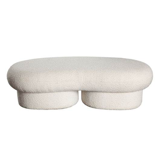 Wave Curved Accent Bench in Ivory Boucle Fabric - Elite Maison
