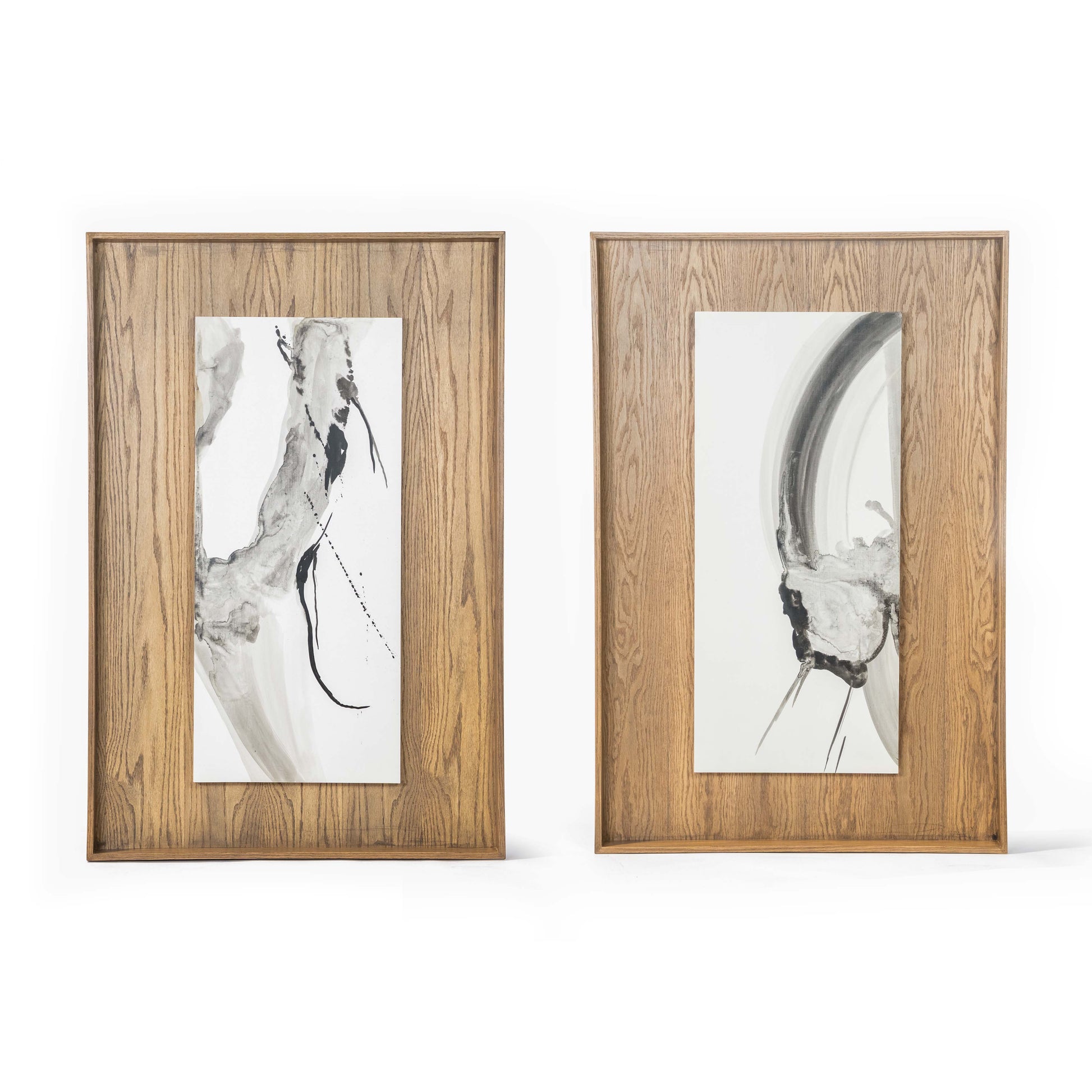 Luna Set of Two 31.5" × 47.24" Wall Art | Abstract Portraits with Natural Wood Frames