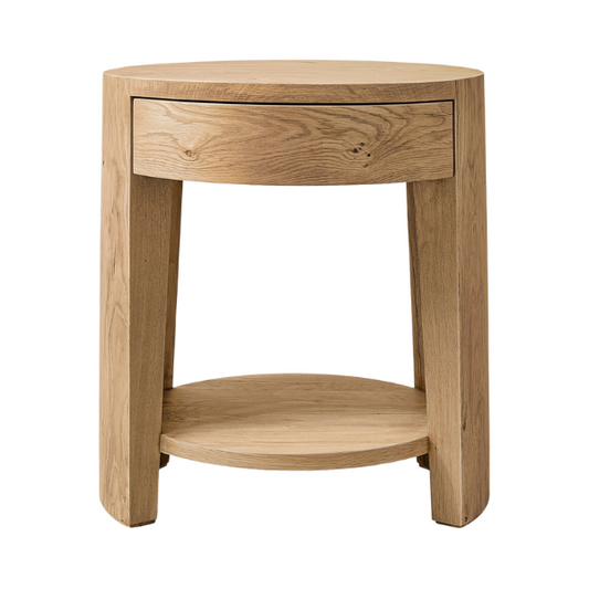 Woodland Oak Round Bedside Table