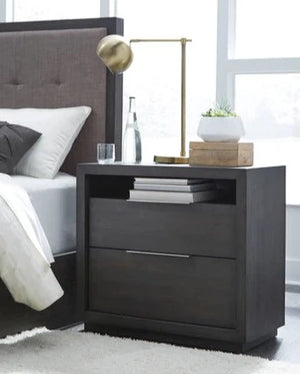 Oxford Two Drawer Nightstand in Basalt Grey - Elite Maison