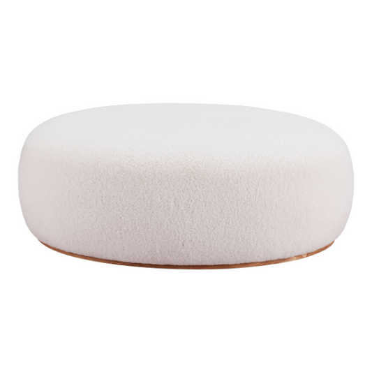 Cream Amber Ottoman by Zuo, featuring a plush upholstered surface and modern design, perfect for any living space.