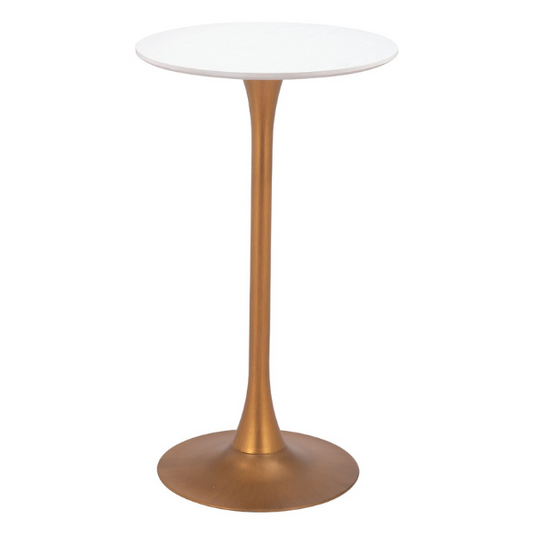 White and gold Auray Zuo bar table with sleek, modern design, perfect for contemporary home or bar area.