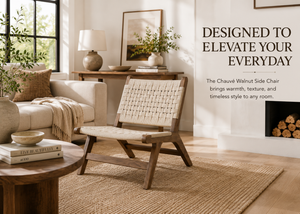 Chauvé Walnut Accent Chair | Caramel Walnut & Hand-Woven Natural Rope
