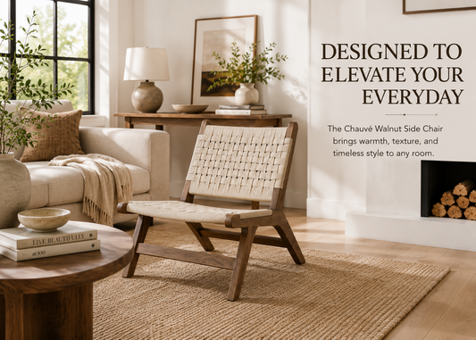 Chauvé Walnut Accent Chair | Caramel Walnut & Hand-Woven Natural Rope