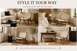 Chauvé Walnut Accent Chair | Caramel Walnut & Hand-Woven Natural Rope