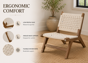 Chauvé Walnut Accent Chair | Caramel Walnut & Hand-Woven Natural Rope