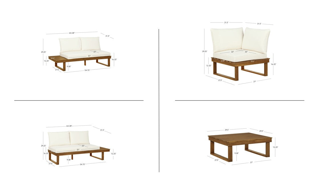 Sea Breeze 4 Pc Loveseats Corner Table Set
