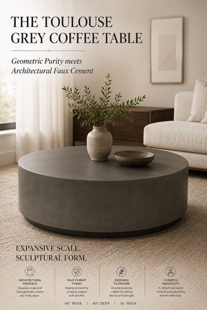 Toulouse Grey Circular Coffee Table | Natural Faux Cement