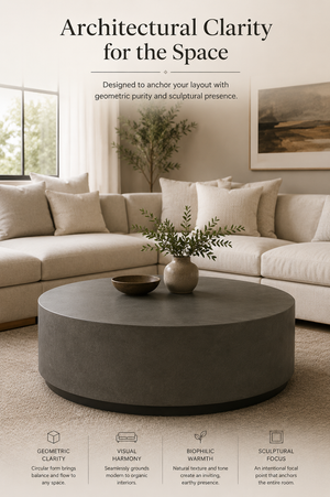 Toulouse Grey Circular Coffee Table | Natural Faux Cement
