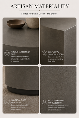 Toulouse Grey Circular Coffee Table | Natural Faux Cement