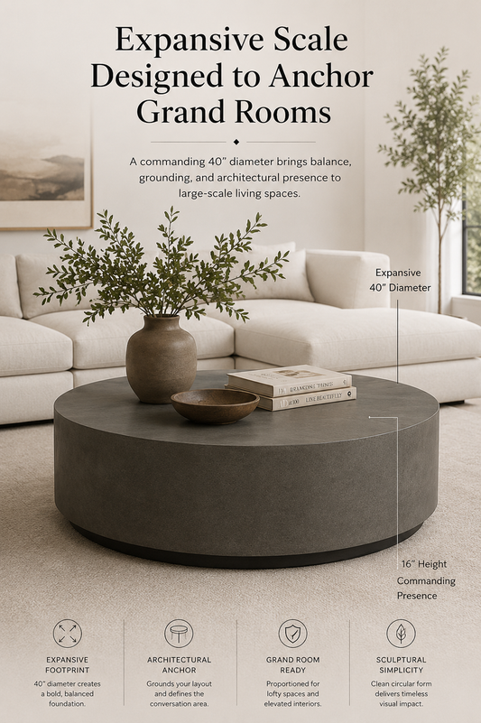 Toulouse Grey Circular Coffee Table | Natural Faux Cement