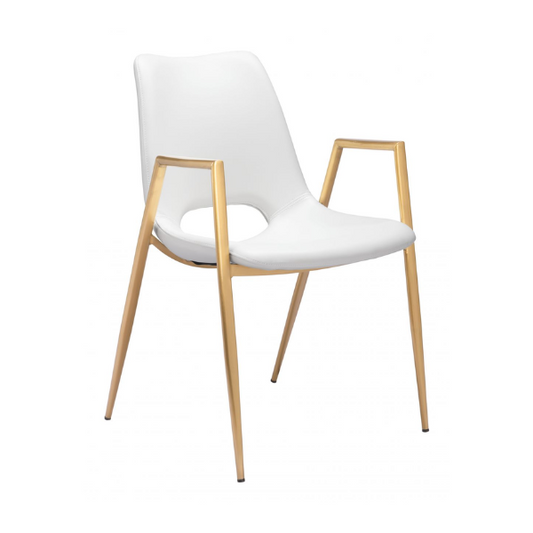 Desi Dining Chair White & Gold - Elite Maison