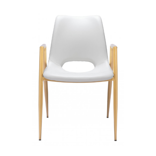 Desi Dining Chair White & Gold - Elite Maison