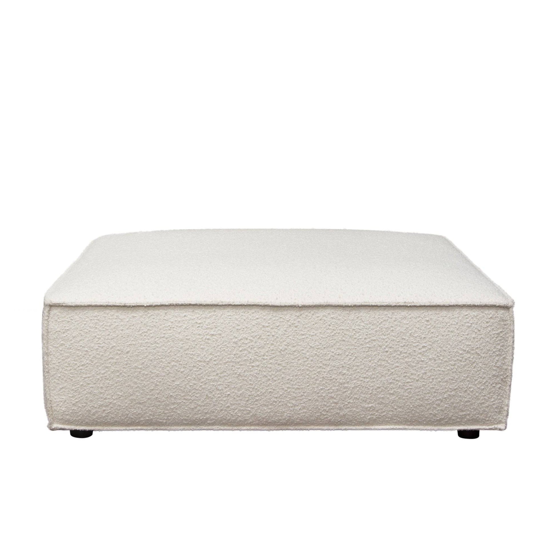 Cara Square Modular Lounger in Ivory Boucle Fabric w/ Moveable, Non-Skid Backrest - Elite Maison