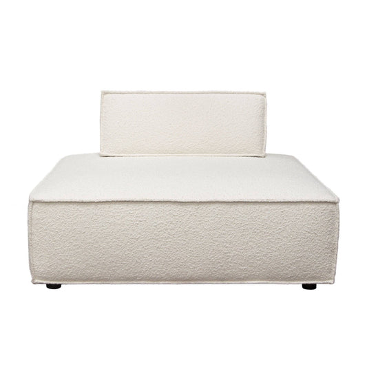 Cara Square Modular Lounger in Ivory Boucle Fabric w/ Moveable, Non-Skid Backrest - Elite Maison