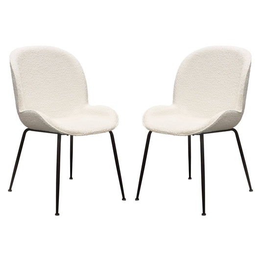 Delfina Dining Chair in Ivory Boucle- Set of 2 - Elite Maison