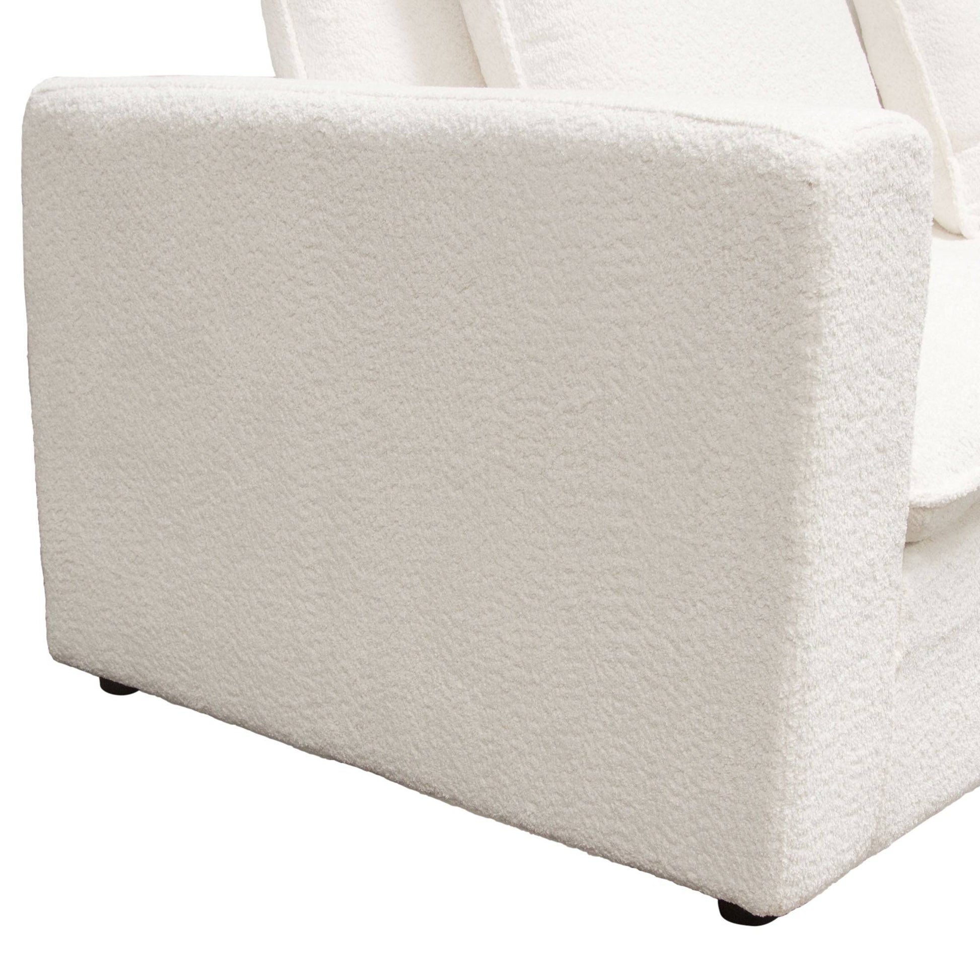 Ivy 2-Piece Modular Sofa in White Faux Shearling w/ Feather Down Seating - Elite Maison