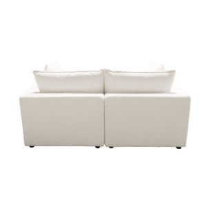 Ivy 2-Piece Modular Sofa in White Faux Shearling w/ Feather Down Seating - Elite Maison