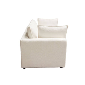 Ivy 2-Piece Modular Sofa in White Faux Shearling w/ Feather Down Seating - Elite Maison