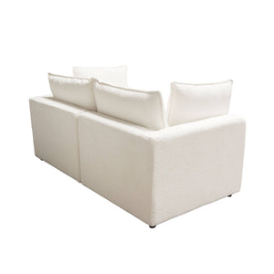 Ivy 2-Piece Modular Sofa in White Faux Shearling w/ Feather Down Seating - Elite Maison