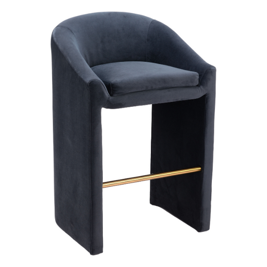 Zuo Emas Barstool in midnight gray with modern design, featuring a sleek seat and sturdy metal legs for stylish seating.