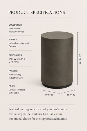 Toulouse Circular Cement End Table | Natural Grey Pedestal