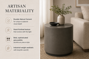 Toulouse Circular Cement End Table | Natural Grey Pedestal