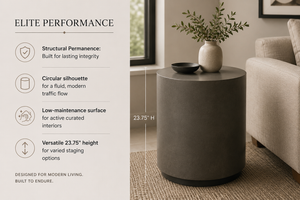 Toulouse Circular Cement End Table | Natural Grey Pedestal