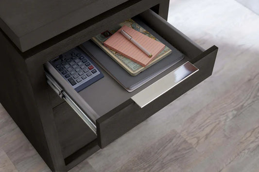 Oxford Single Pedestal Desk in Basalt Grey - Elite Maison