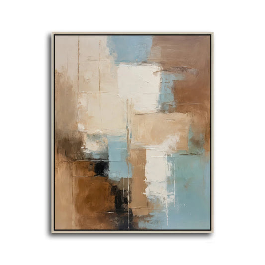 Fracture 42x52" Framed Mixed Media | Laguna Birch Frame | Elite Maison