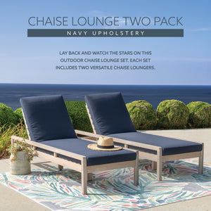 Svana Blue Natural Single Chaise Loungers 2PC