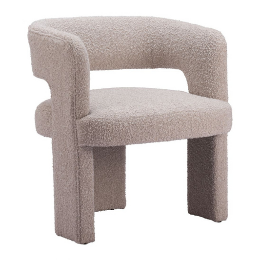 Zuo Java Accent Chair in Sandy Beige with sculptural modern fabric design, featuring a sleek armchair style and contemporary look.