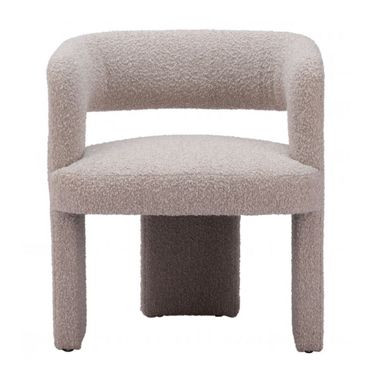 Zuo Java Accent Chair in Sandy Beige with sculptural modern fabric design, showcasing an elegant armchair style.
