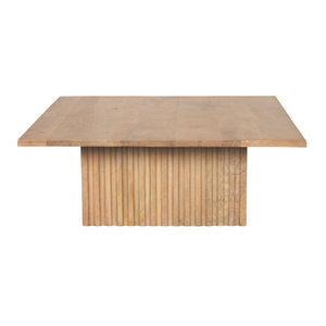 June Light Brown Wood w/ Fluting Square Coffee Table