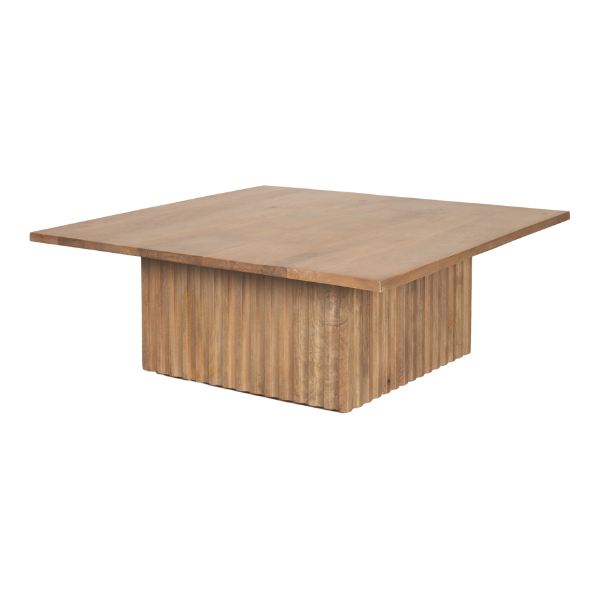 June Light Brown Wood w/ Fluting Square Coffee Table