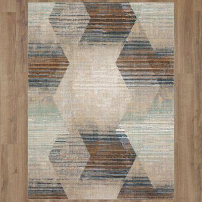 Agusto Precarious Stria area rug in Frost Grey by Karastan, featuring a soft texture and modern design.