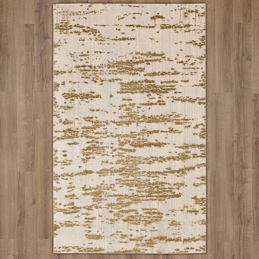 Cream Alfeo Mykonos area rug by Karastan, featuring intricate patterns and a soft texture, perfect for any room.