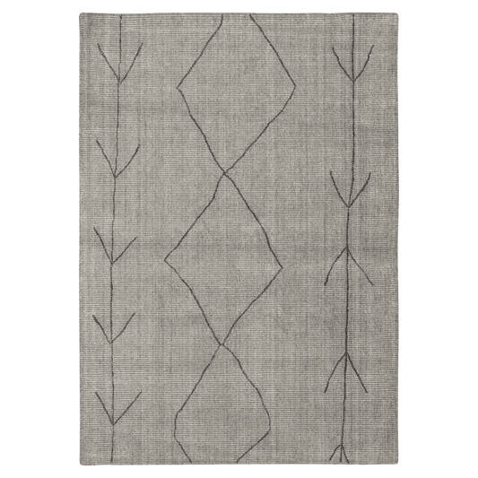 Amaro Meknes area rug in charcoal by Karastan, featuring a textured fabric in a modern design, measuring 5x8 feet.