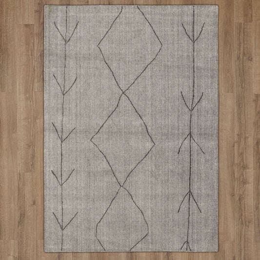 Karastan Amaro Meknes area rug in charcoal, featuring a textured design and modern style, measuring 5 x 8 feet.