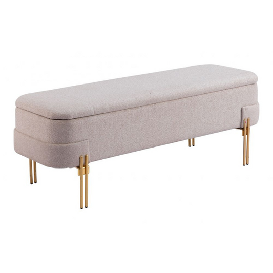Lebreton Storage Bench Oatmeal Beige - Elite Maison