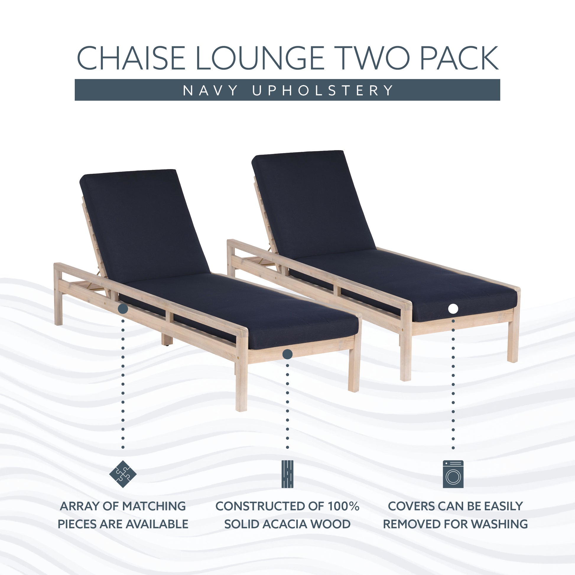Svana Blue Natural Single Chaise Loungers 2PC