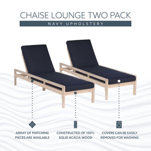 Svana Blue Natural Single Chaise Loungers 2PC
