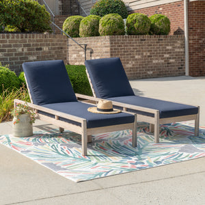 Svana Blue Natural Single Chaise Loungers 2PC