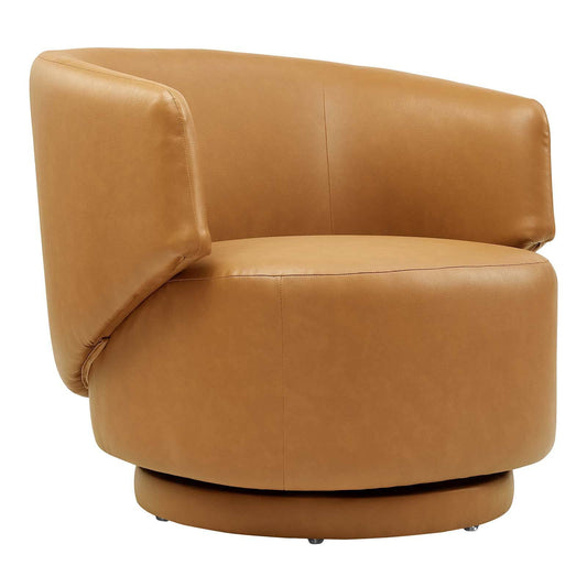 Claire Vegan Leather Fabric and Wood Swivel Chair - Elite Maison