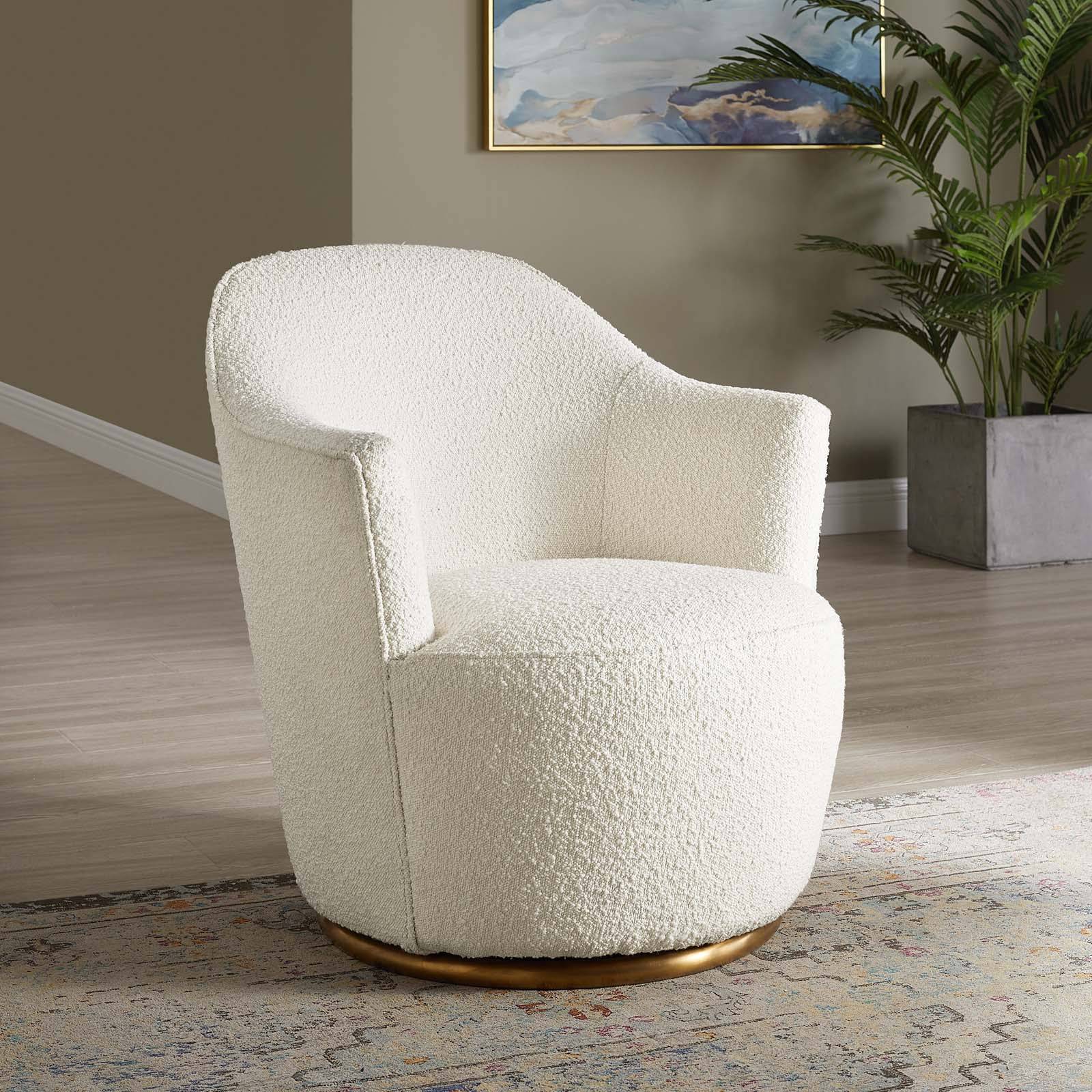 Nora Boucle Upholstered Swivel Chair - Elite Maison