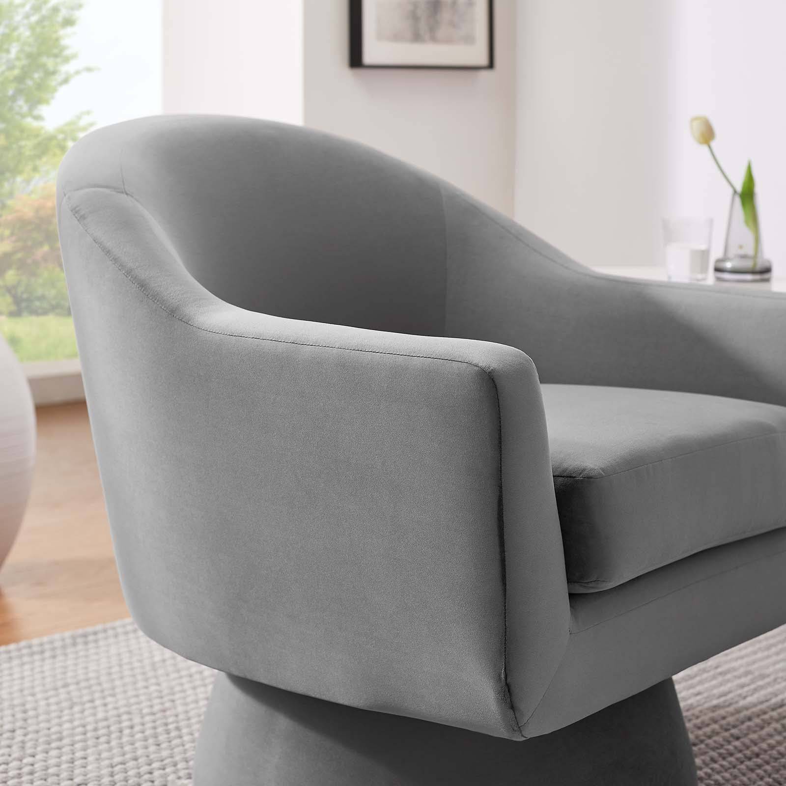 Celeste Velvet Fabric and Wood Swivel Chair - Elite Maison